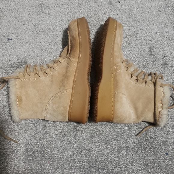 Report Sierra Leather Faur Boots Womens Size 7.5 Shearling Tan Platform - Picture 15 of 16